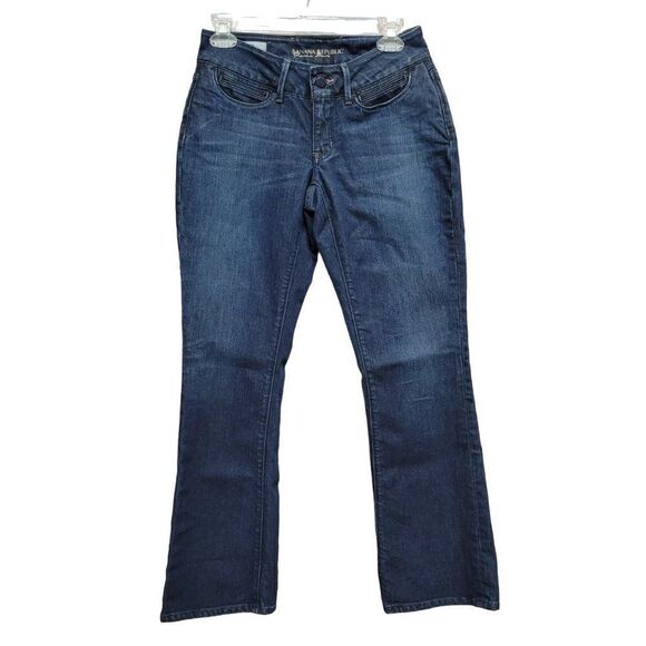 Banana Republic Urban Boot Cut Jeans Size 2 Womens Blue Denim Low Rise Dark Wash - Picture 1 of 16